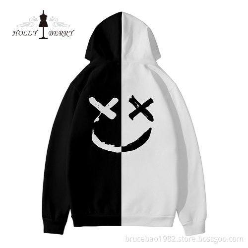 Fashion Contrast Color Printing Knit Hoodie